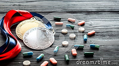 Concept of doping in sport - deprivation medals Stock Photo