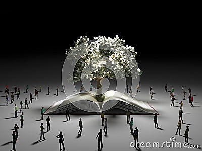 The concept of a dream of success People look at the money tree Stock Photo