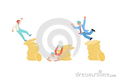 Concept of drop income and loss of savings during the economic crisis Vector Illustration