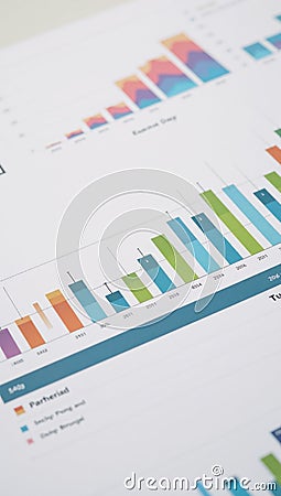 Dynamic colorcoded bar graphs displaying changing financial data stock marketsbanking Stock Photo