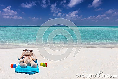 Concept of a Easter bunny on a tropical beach Stock Photo