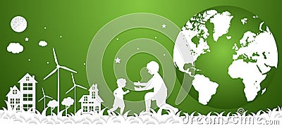 Concept eco earth and family Vector Illustration