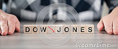 Concept of economic crash with Dow Jones drop Editorial Stock Photo