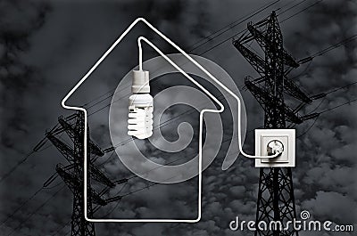 The concept of electricity supply houses Stock Photo