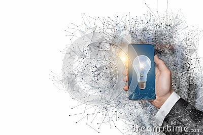 Concept of the emergence of ideas using the phone Stock Photo