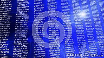 The concept of an encrypted message. Screen with encoded text. Secure messaging. A messy set of latin letters and numbers Stock Photo