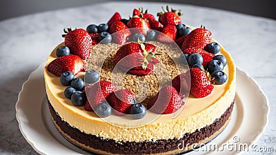 Enjoy National Cheesecake Day with a Delicious Graham Cracker Crust Treat.AI Generated Stock Photo