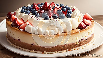 Enjoy National Cheesecake Day with a Delicious Graham Cracker Crust Treat.AI Generated Stock Photo