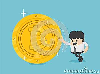 Concept entrepreneurs succeeding in business. Bitcoins Vector Illustration