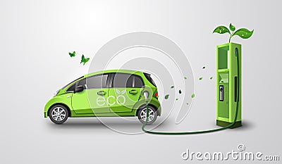 Eco car concept of Environmentally friendly with eco car . Vector Illustration