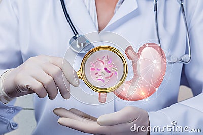 The concept of examining the stomach for microflora Stock Photo