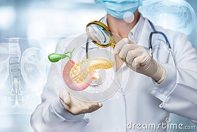 Concept exploration and search problems in the pancreas Stock Photo
