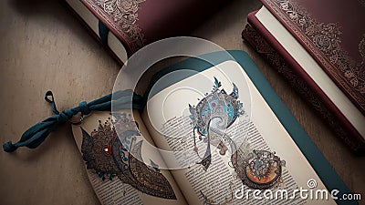 Exquisite Embroidered Bookmark for National Book Lovers Day.AI Generated Stock Photo