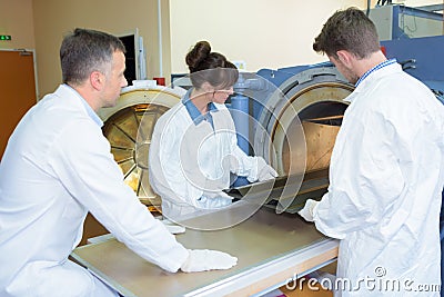 Concept extruding thermoplastic sheet Stock Photo