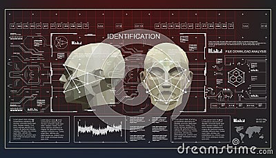 Concept of face scanning accurate facial recognition biometric technology. 3D Low Poly Face Scanning, virtual reality Vector Illustration