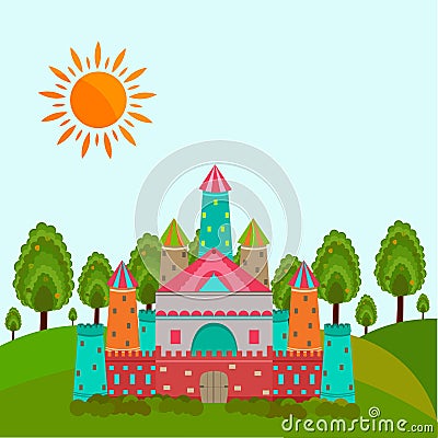 Concept of fairy tales with castle. Stock Photo