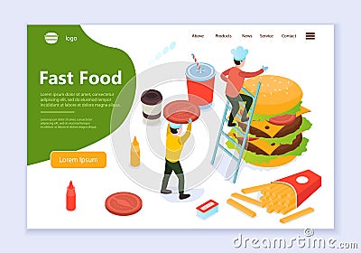 Concept of fast food, web template Vector Illustration