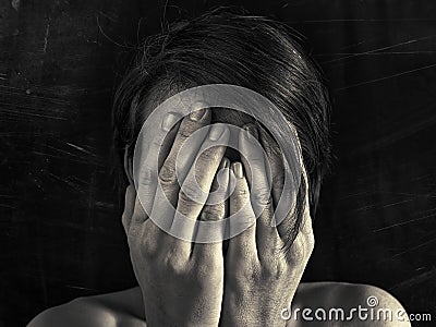 Concept of fear, domestic violence. Stock Photo