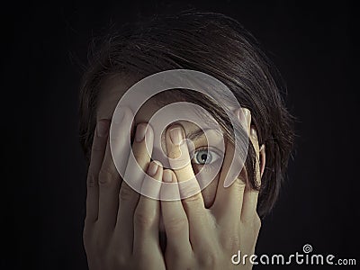 Concept of fear, secret. Stock Photo