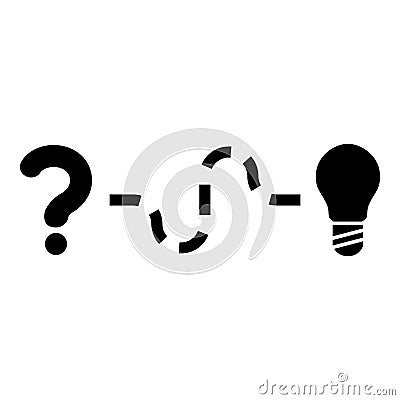 Concept of finding solution to the issue Question and path to the light bulb Searching for Innovation icon black color vector Vector Illustration