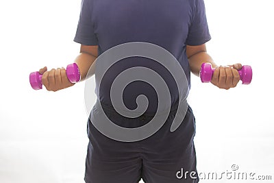 Concept fitness for fat man Stock Photo