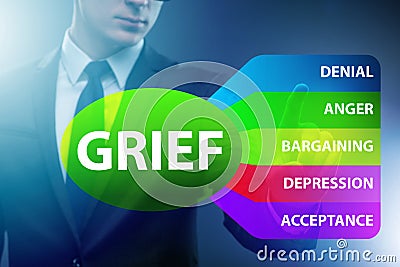 Concept of five stages of grief with businessman Stock Photo