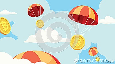 Crypto Airdrop Flat Design Vector Illustration