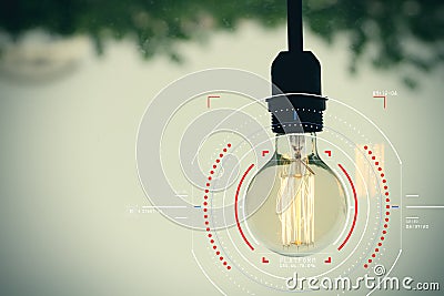 Concept of focus on target with digital diagram,graph interfaces Stock Photo