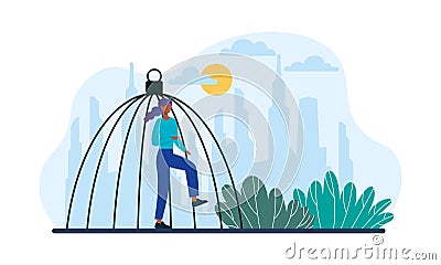 Concept of freedom and mental rehabilitation Vector Illustration