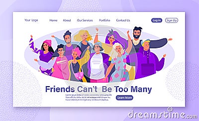 Concept of friendship, moral and mutual support, for web, landing pages. Vector Illustration