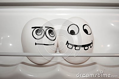 Concept of friendship. Two eggs. Funny eggs Stock Photo