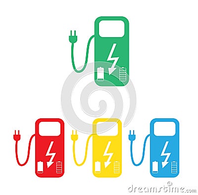 Concept Fuel Station for Electric cars on batteries. Vector Illustration. Vector Illustration