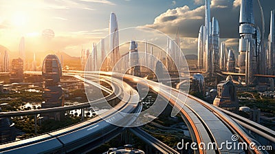 Concept future city skyline. Futuristic business vision concept Stock Photo