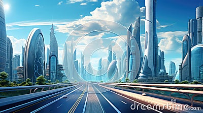 Concept future city skyline. Futuristic business vision concept Stock Photo