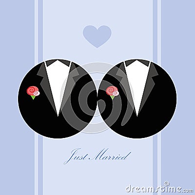 Concept of gay love wedding of two men vector Vector Illustration