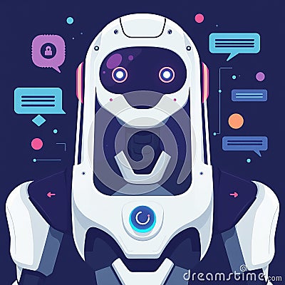 Digital conversation assistant concept generative AI chatgpt illustration chatbot chatgpt robot application Cartoon Illustration