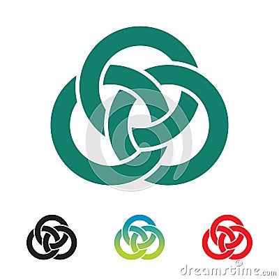 The concept of a geometric logo chain of three circles. Vector Illustration