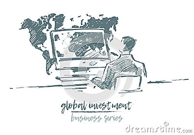 Concept global investment businessman vector Vector Illustration
