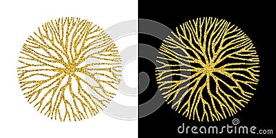 Concept gold glitter tree branch circle symbol Vector Illustration