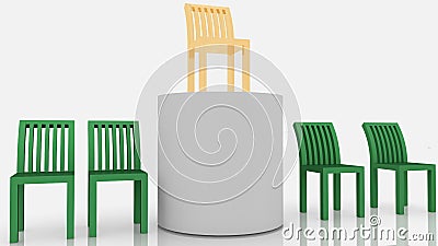 Concept of golden chair on podium Cartoon Illustration