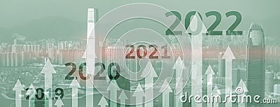 2022 concept. Graph of economics growth. Corpotare concept new year. Mixed Media Stock Photo