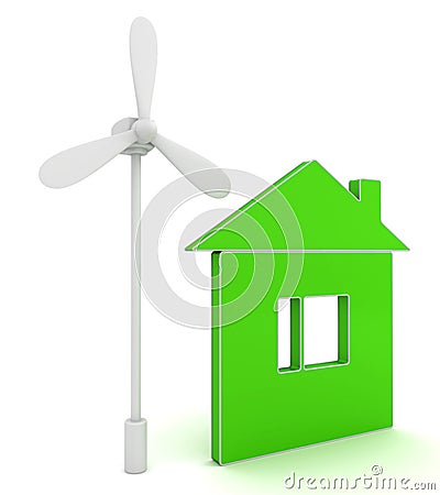 Concept green eco house, isolated on white background Stock Photo