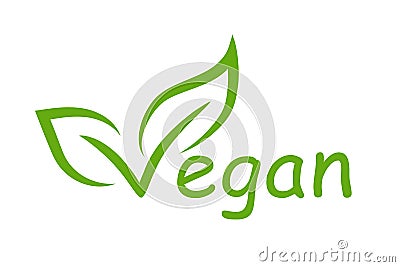 Concept green vegan diet logo with leaf icon - vector Vector Illustration
