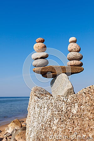 Concept of harmony and balance. Balance and poise stones agains Stock Photo