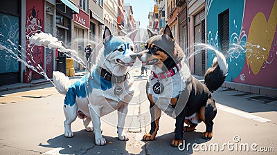 Harmony Unleashed Celebrating National Dog Day with a Dynamic Spray Art Dog Whistle.AI Generated Stock Photo