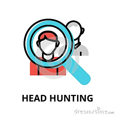 Concept of Head Hunting icon, modern flat thin line design vector illustration Vector Illustration