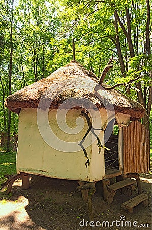 Concept of historical buildings of ancient Ukraine. Small house where healers kept their medicinal herbs Stock Photo