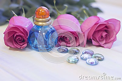 The concept of holidays with pink roses Stock Photo