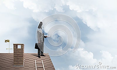 Concept of home security and privacy protection with camera head Stock Photo