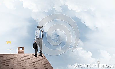 Concept of home security and privacy protection with camera head Stock Photo